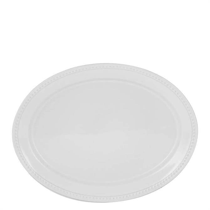 Mason Cash Beaded White Oval Platter
